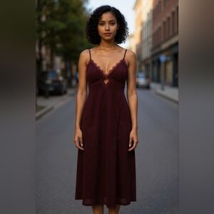 Forever 21 Womens XL Dress Lace Trim Babydoll Slit Side‎ Y2K Whimsigoth